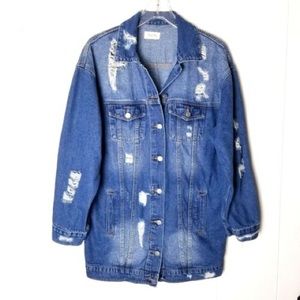 Oversized Distressed Jean Jacket